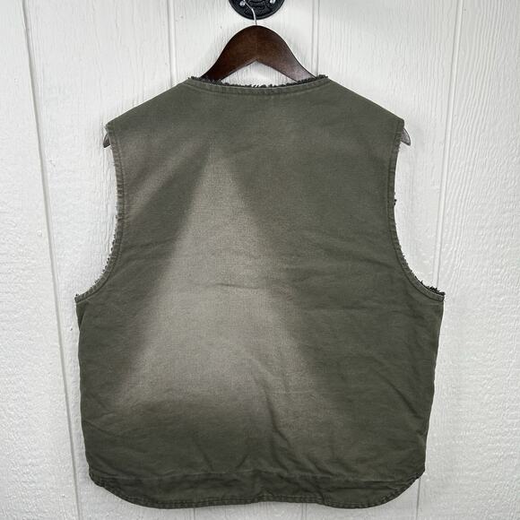 Vintage Y2K Sherpa Lined Carhartt Vest Duck Rugged Green V26 ARG Size Large - Picture 2 of 7